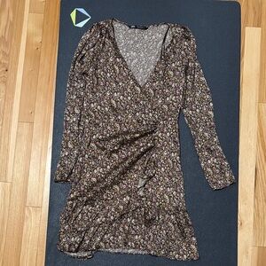 Zara Floral V-Neck Wrap Dress